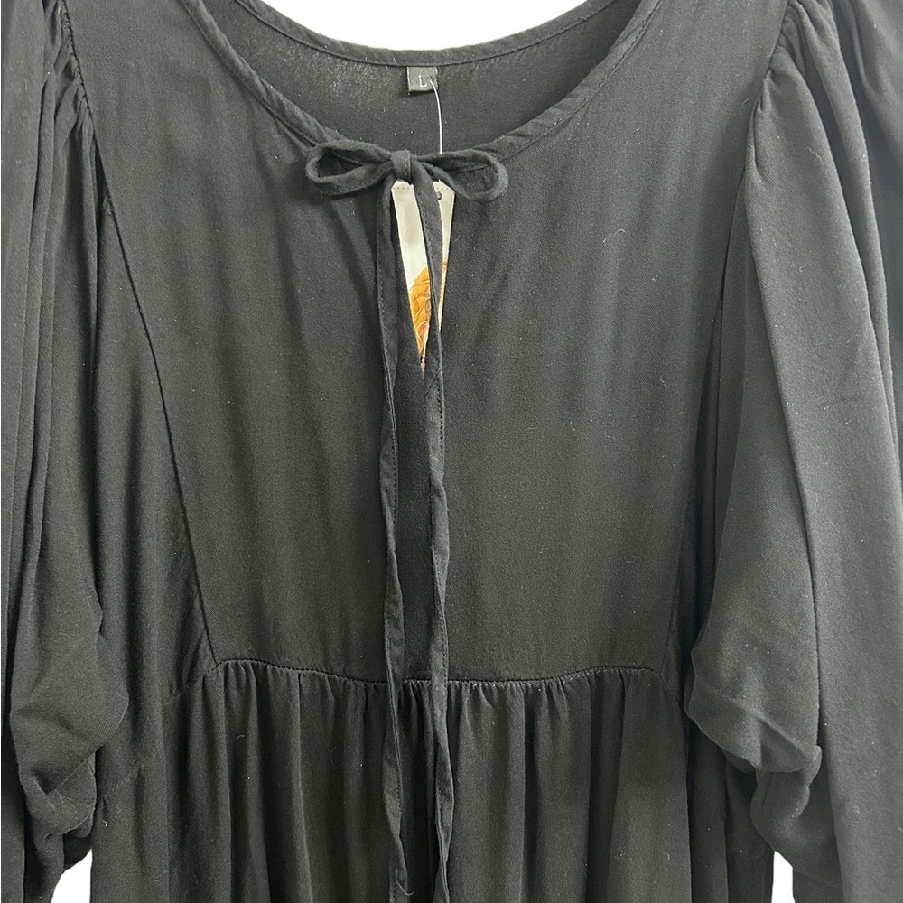 PRETTY GARDEN Tiered Ruffle Maxi Dress w/Tie V-neck & Bishop Sleeves✨NWT✨ - Picture 3 of 11